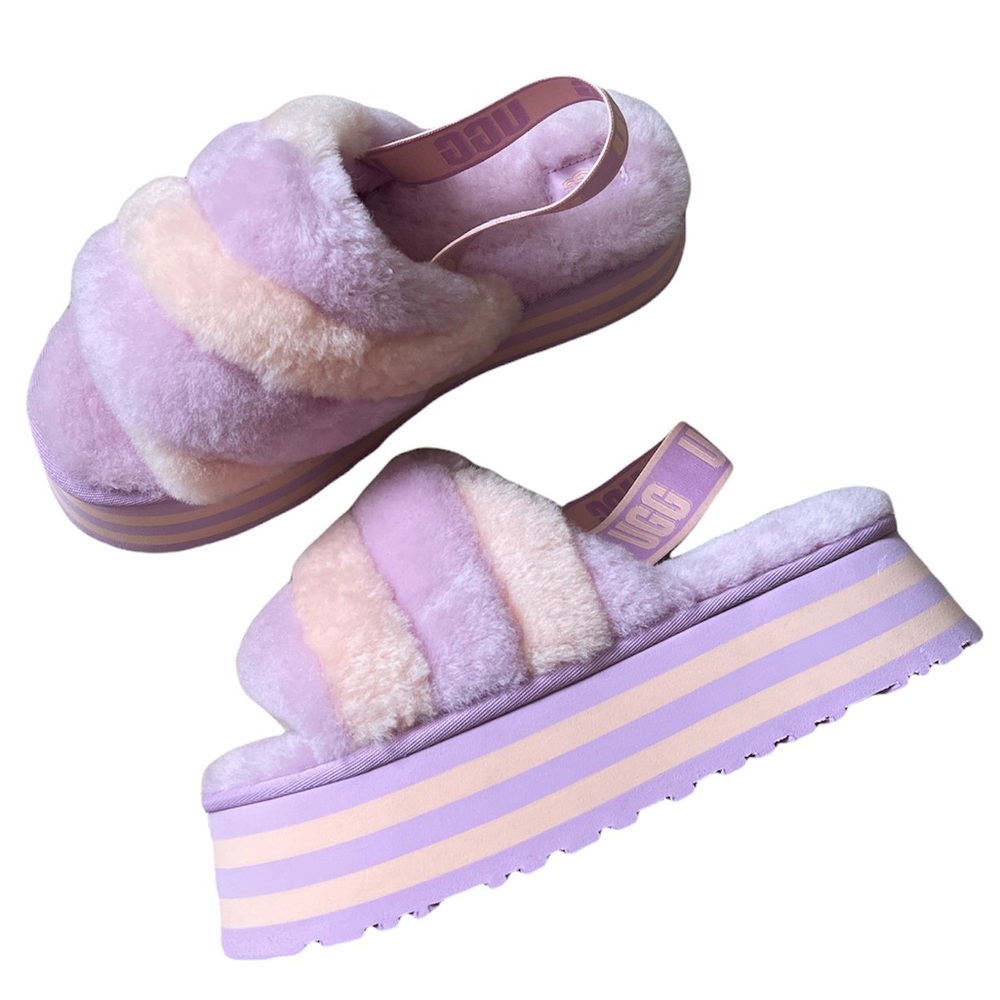 NWOB UGG Women’s Disco Slide Stripe Platform Sandal in Primerose/Pink